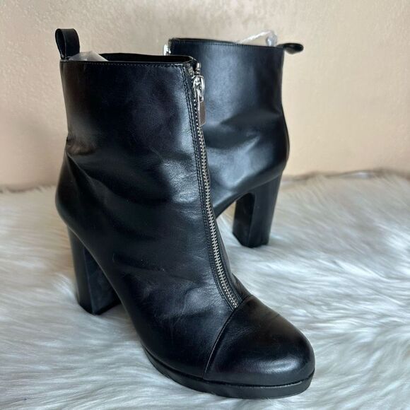 Zara Black Zip Front Ankle Boots Size 40/9 - Picture 1 of 14